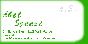 abel szecsi business card